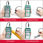 Portable Paint Thickness Meter, Digital Coating Thickness Gauge, LCD Display, 0-1500um Measurement Range, 0.01um Resolution for Iron and Aluminum