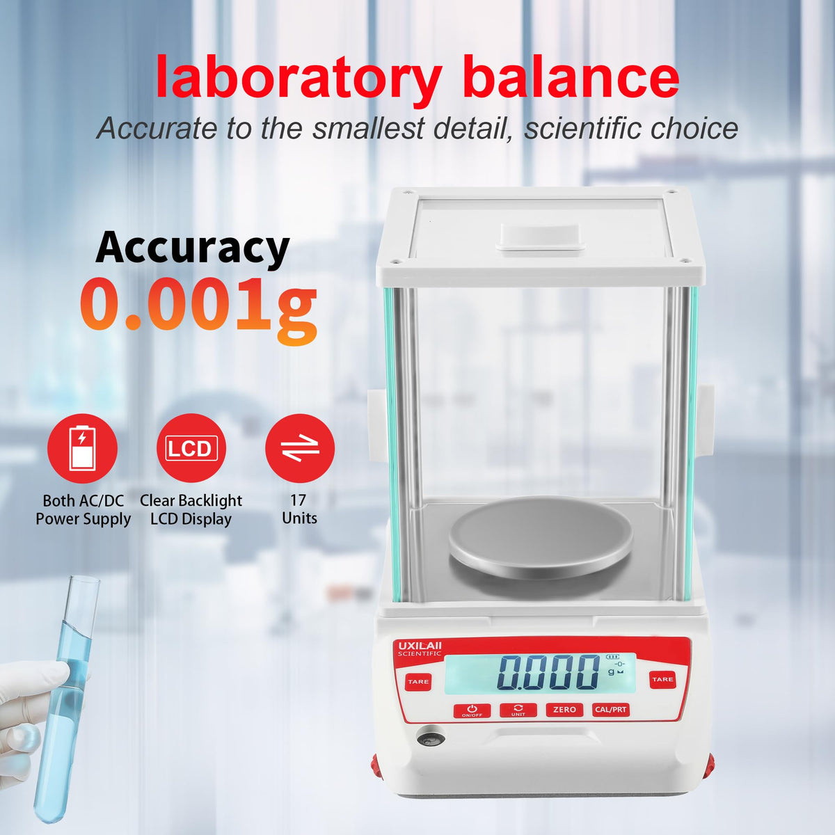 UXILAII Analytical Balance 320g x 0.001g Digital Scale Glass Windshield