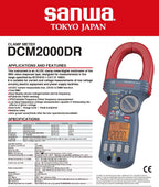 SANWA DCM2000DR Clamp Meter DC/AC Current Measurable Max. 2000A & DMM Functions DC/AC Current measurable max. 2000A, CAT.IV 1000V(DCM2000DR)