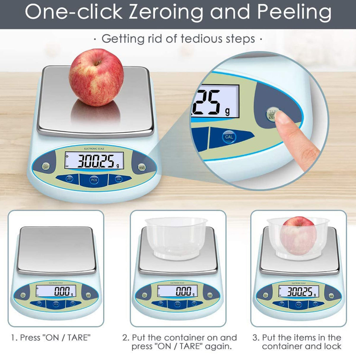 0.01g High Precision Digital Lab Scale, Electronic Kitchen Jewelry Weighing Balance Professional with Back-lit LCD Display, Tare Pcs Portable Scale,3000g/0.01g (5000g/0.01g)