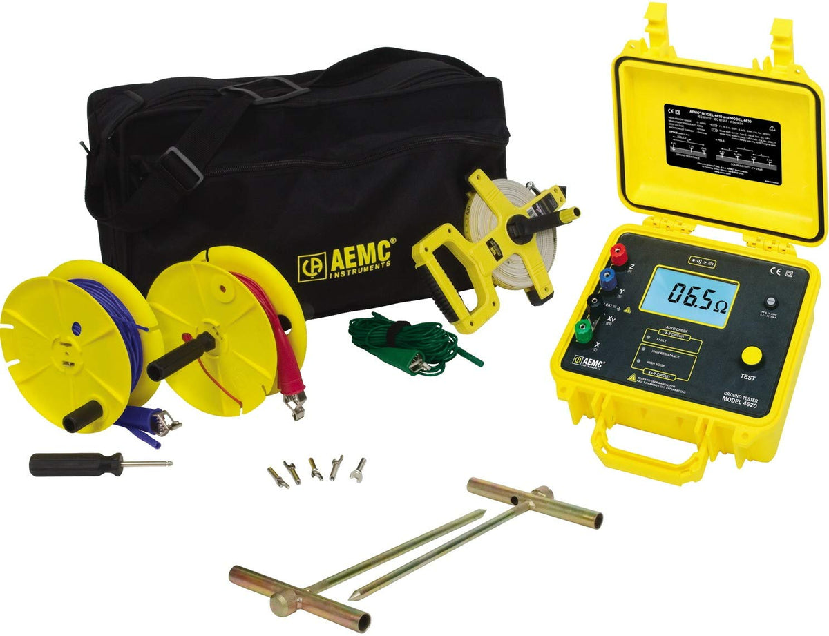 AEMC 4620 4-Point Ground Resistance Tester Kit, 2000 Ohms Resistance, 10mA Current with 150' Leads