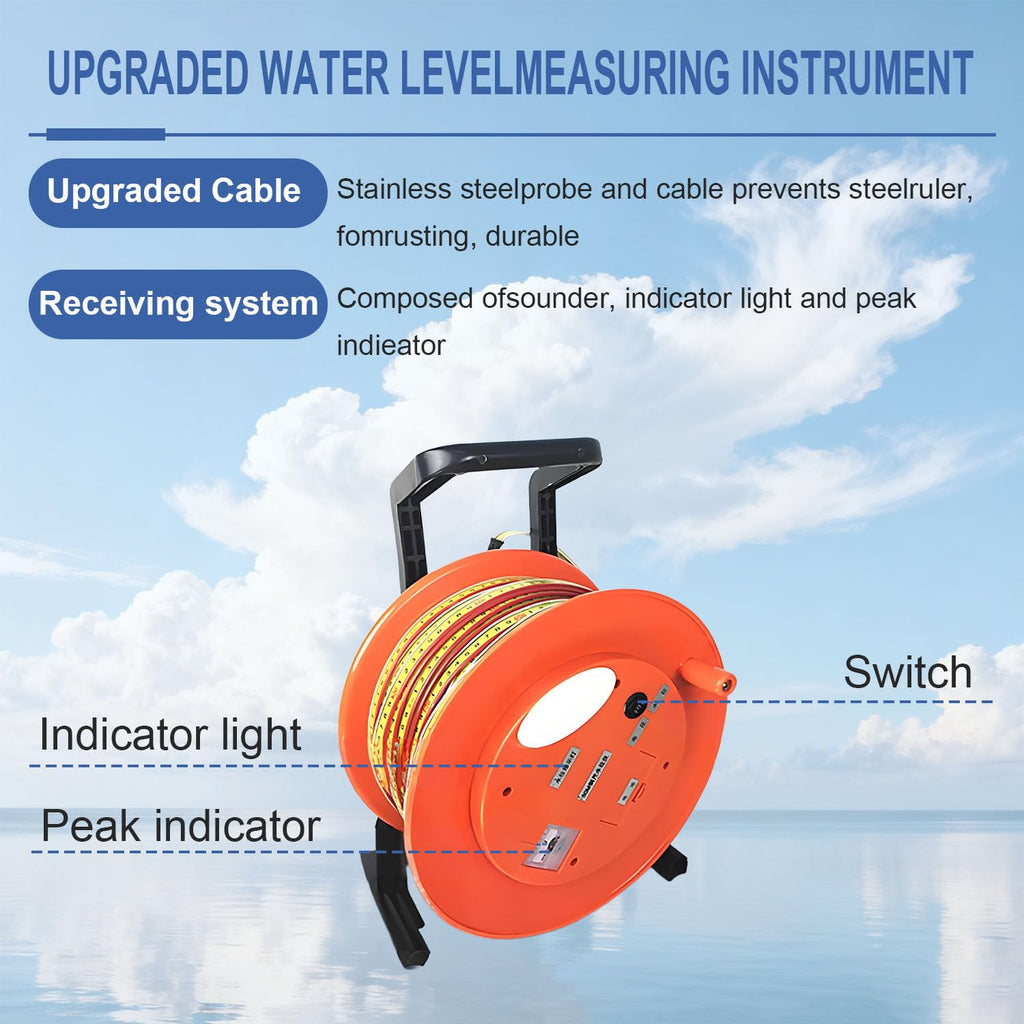 Well Water Depth Meter, Electronic Water Level Indicator with Stainless Steel Probe, Groundwater & Well Water Level Measurement up to 10m (3.28ft) - Accurate & Reliable