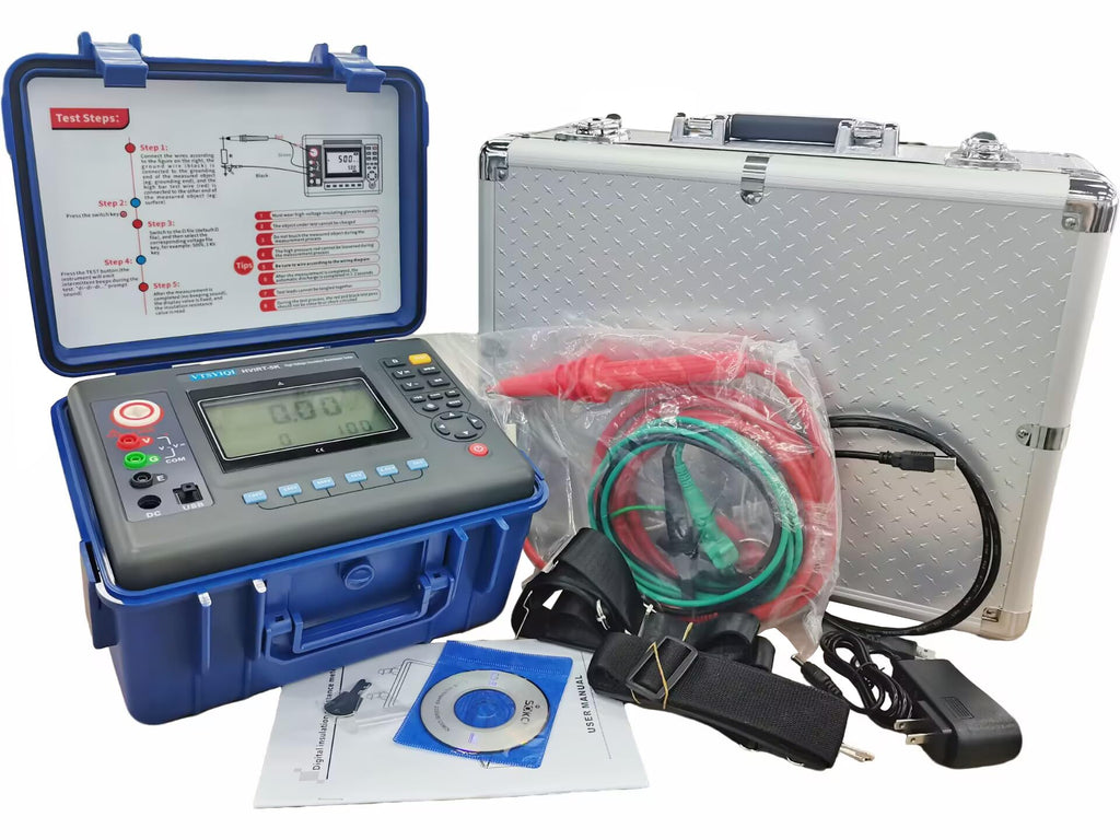 High Voltage Insulation Resistance Tester 5Kv Digital Insulation Resistance Tester Meter with Rated Voltage 100V-5000V Insulation Resistance Range 0.01MΩ-2000GΩ USB Interface