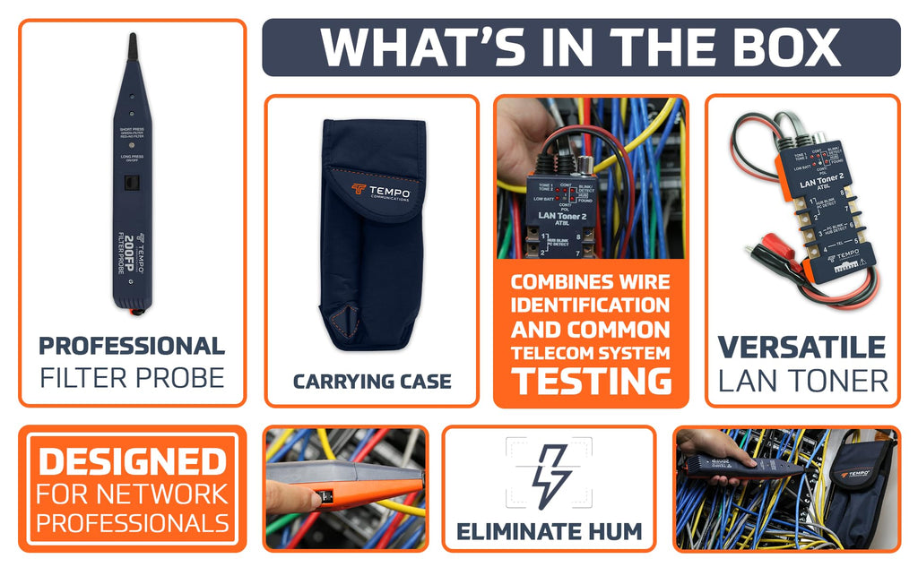 TEMPO 802K Digital LAN Network Toner and Probe Kit, Wire Tracer to Troubleshoot LAN and VDV Wiring, Professional Network & Cable Tracers with Wire Toner