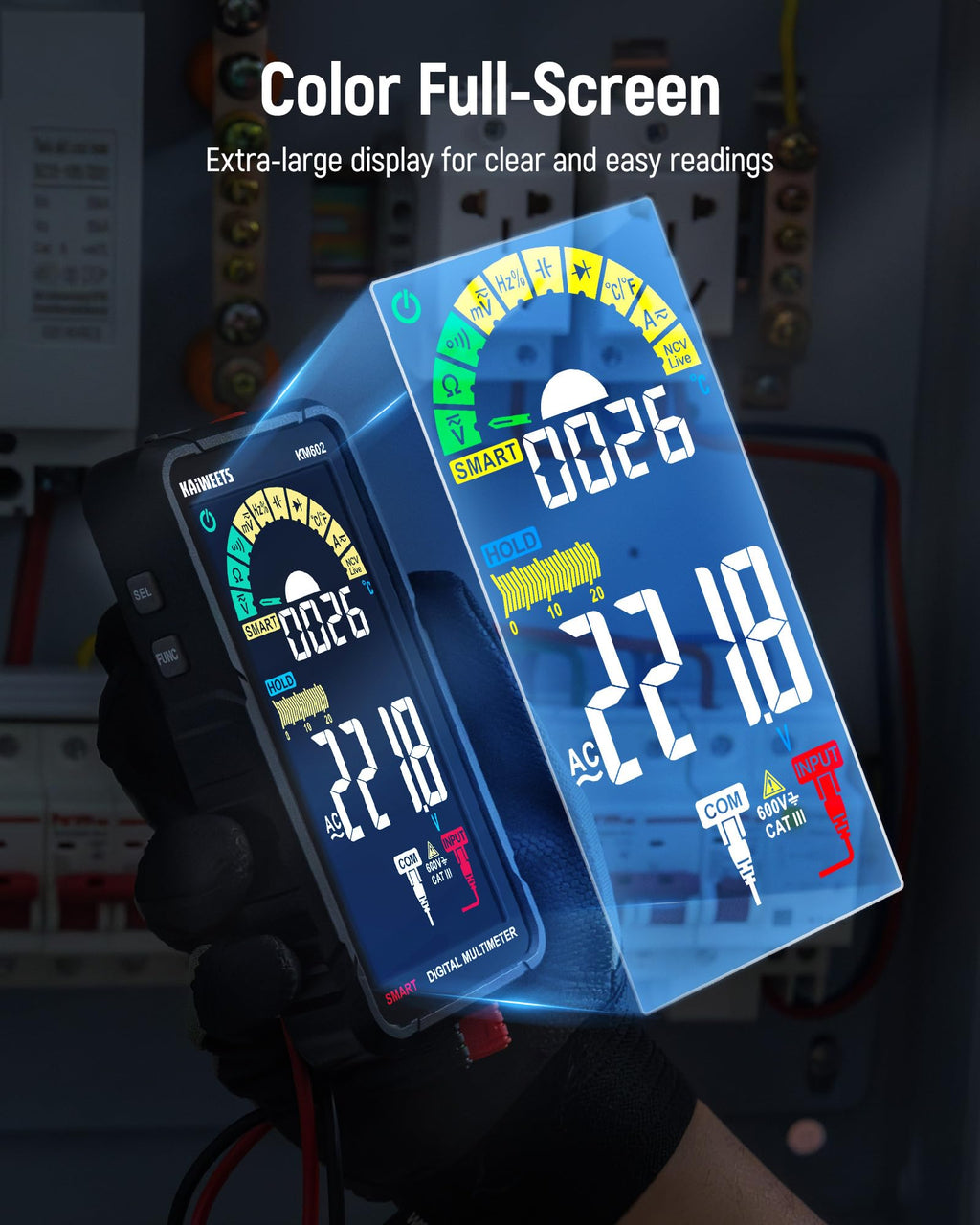 KAIWEETS KE1000 Megohmmeter Insulation Resistance Tester Up to 100GΩ and KAIWEETS KM602 Smart Multimeter Rechargeable Electrical Tester with Auto Ranging Digital Voltmeter