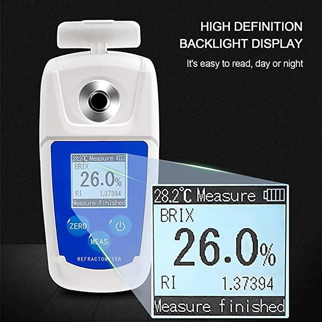 Digital Brix Refractometer,Sugar Content Meter Detector, 0~55% Digital Refractometer, Automatic Calibration, for Fruit Juice Syrup