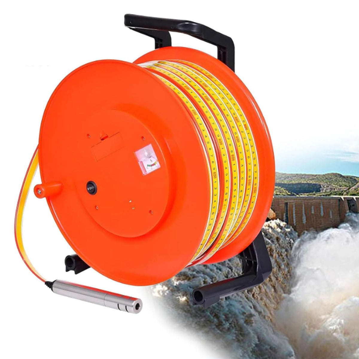 Well Water Level Indicator, Water Level Measurement Tool with Stainless Steel Probe and Steel Tape, Portable Deep Well Sounder for Boreholes, 30m (15mm 50m)