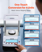 VEVOR Analytical Balance, 220 g x 0.1 mg, 0.0001 g High Precision Accuracy Lab Scale, g/oz/ct/mg 4 Units Electronic Digital Analytical Balance with Glass Draft Shield, for Laboratory Jewelry Pharmacy