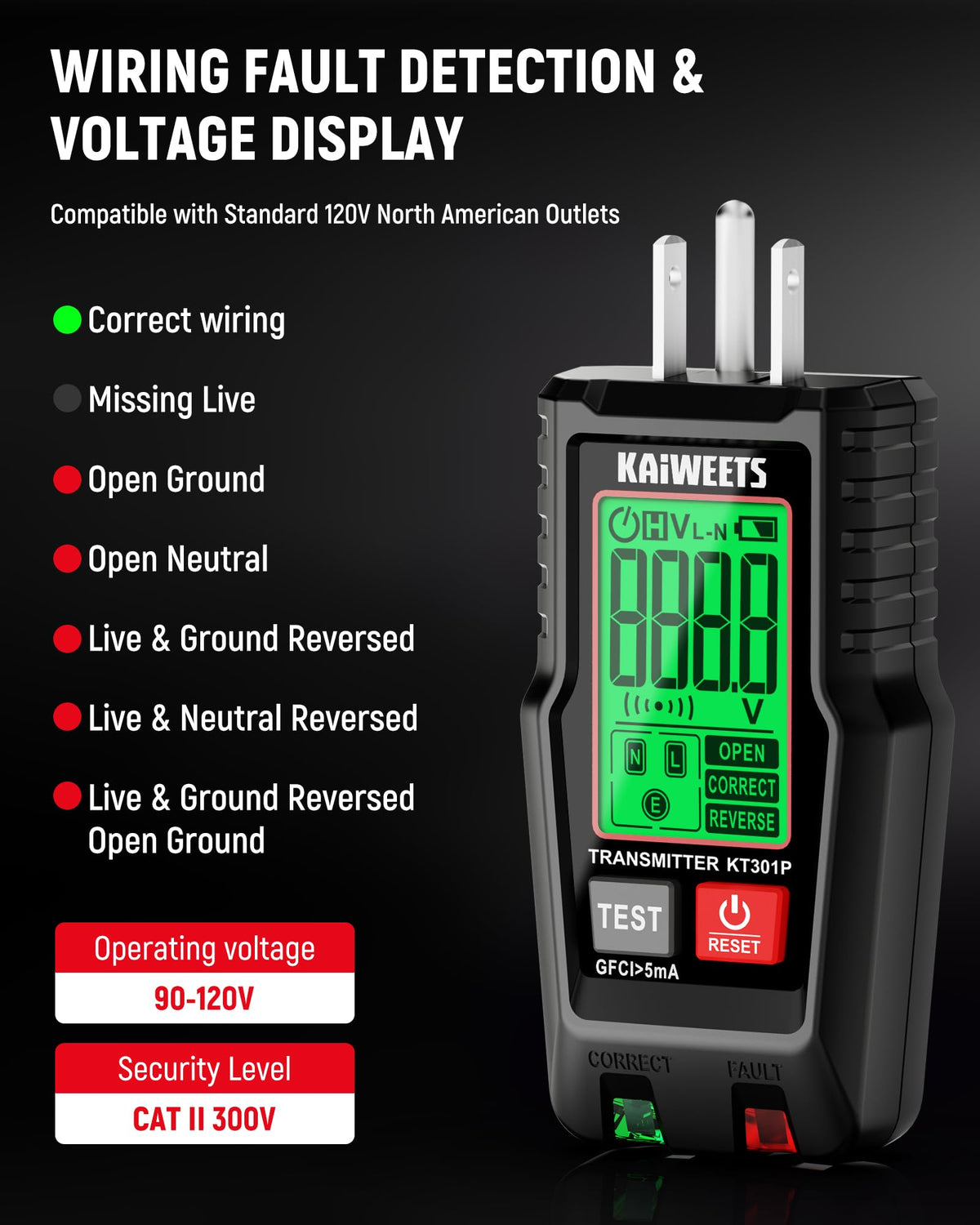 KAIWEETS KE1000 Megohmmeter Insulation Resistance Tester Up to 100GΩ and KAIWEETS KT301P Circuit Breaker Finder