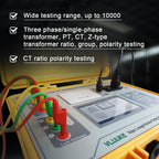 Transformer Turns Ratio Tester Multi-Functional Kit TTR Tester Transformer Ratio Group Tester with Li Battery, 3 Phase Single Phase Ratio Meter, PT CT, Polarity Testing