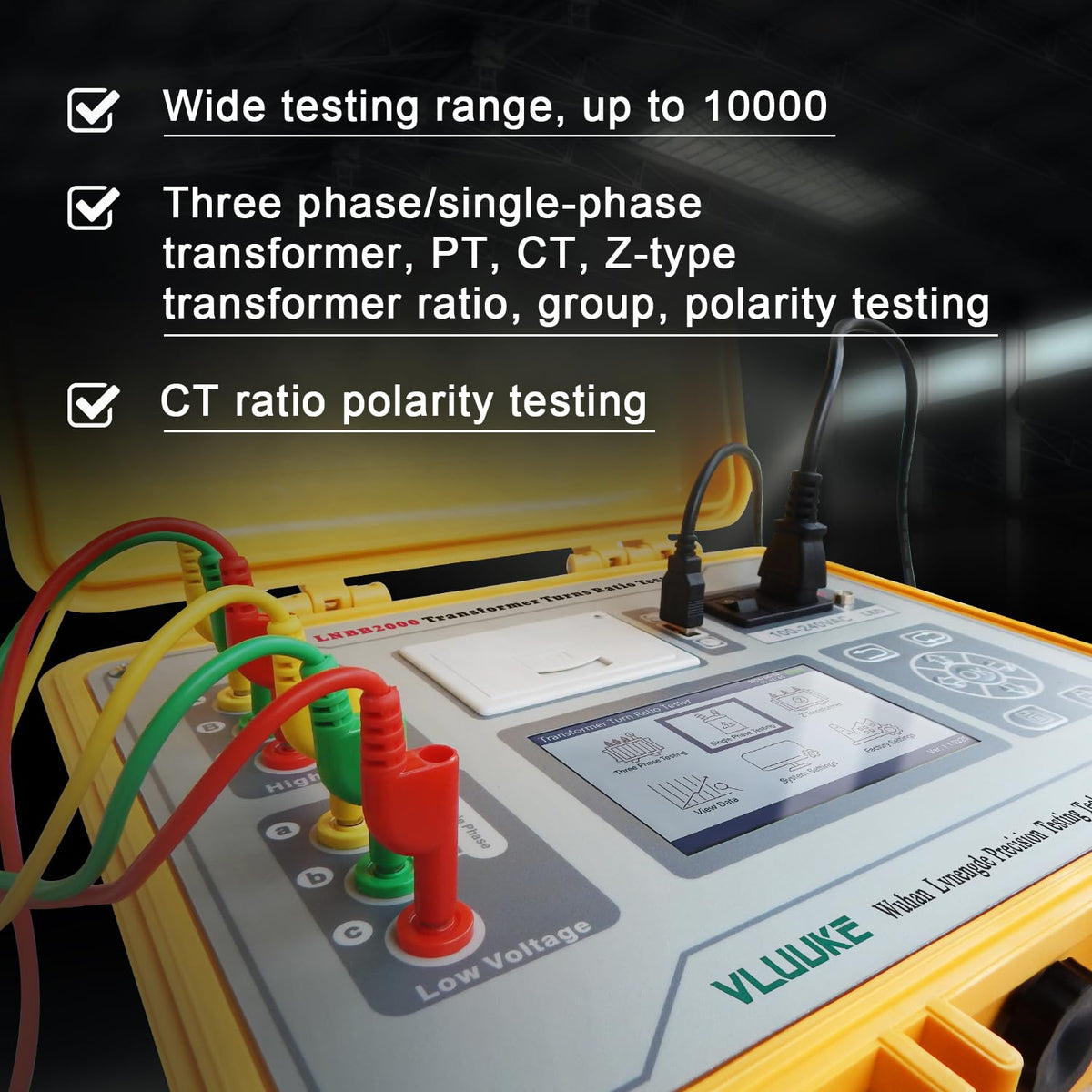 Transformer Turns Ratio Tester Multi-Functional Kit TTR Tester Transformer Ratio Group Tester with Li Battery, 3 Phase Single Phase Ratio Meter, PT CT, Polarity Testing