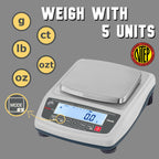 VisionTechShop VNHB-6000 Compact Balance Jewelry and Laboratory Lab Scale, g/lb/oz/ct/ozt Switchable, 6000g Capacity, 1g Readability, NTEP Legal for Trade COC #24-056