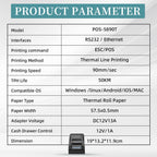 Digital Analytical Balance(Single Screen) High Precise 1mg 500g Lab Scale External Calibration, 500g/0.001g + 58MM Thermal Line Printer, RS-232 Serial Interface