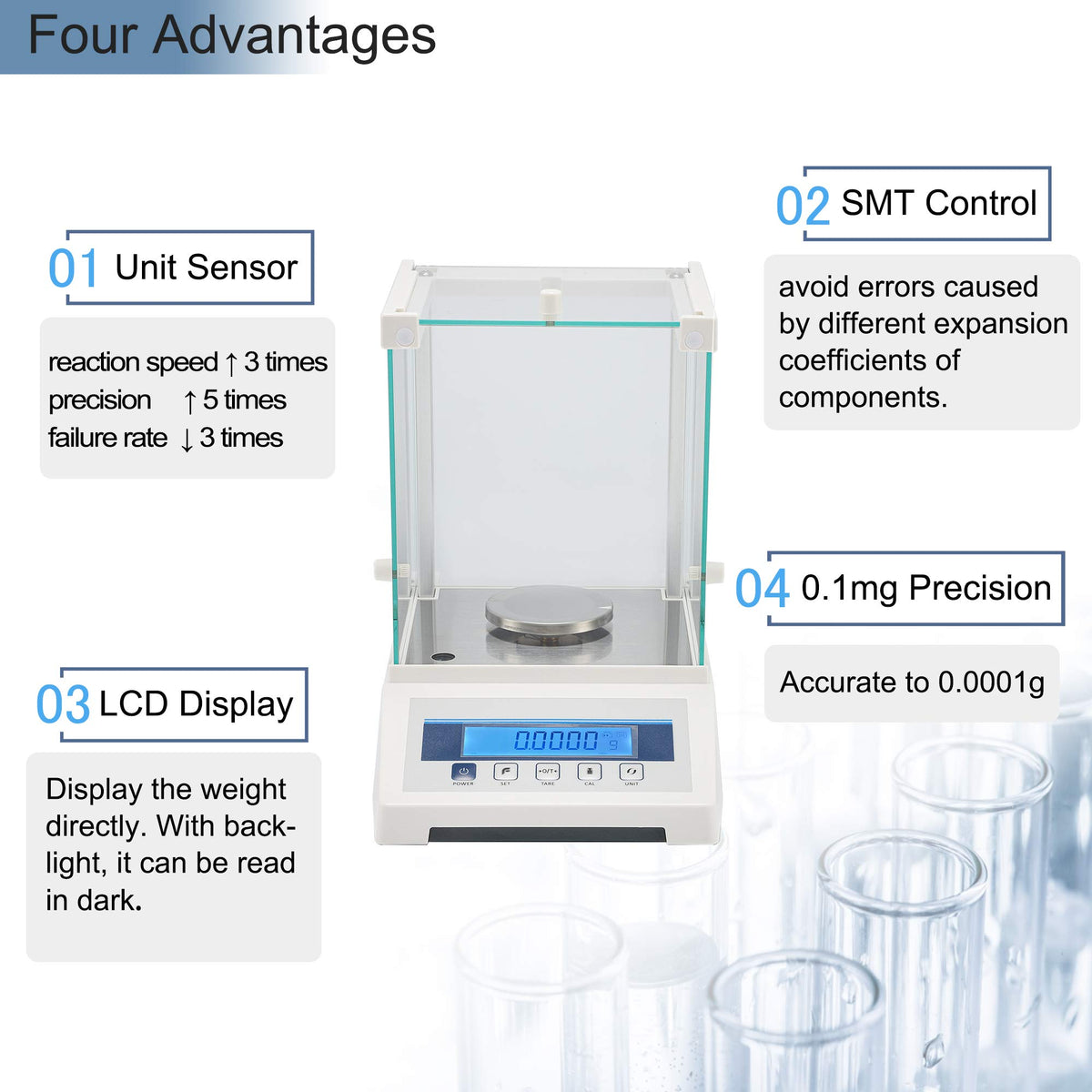Electronic Analytical Balance 220g/0.1mg Precise Digital Scale 0.0001g for Lab Pharmacy Chemical Plant Jewelry Store (220g 0.1mg)