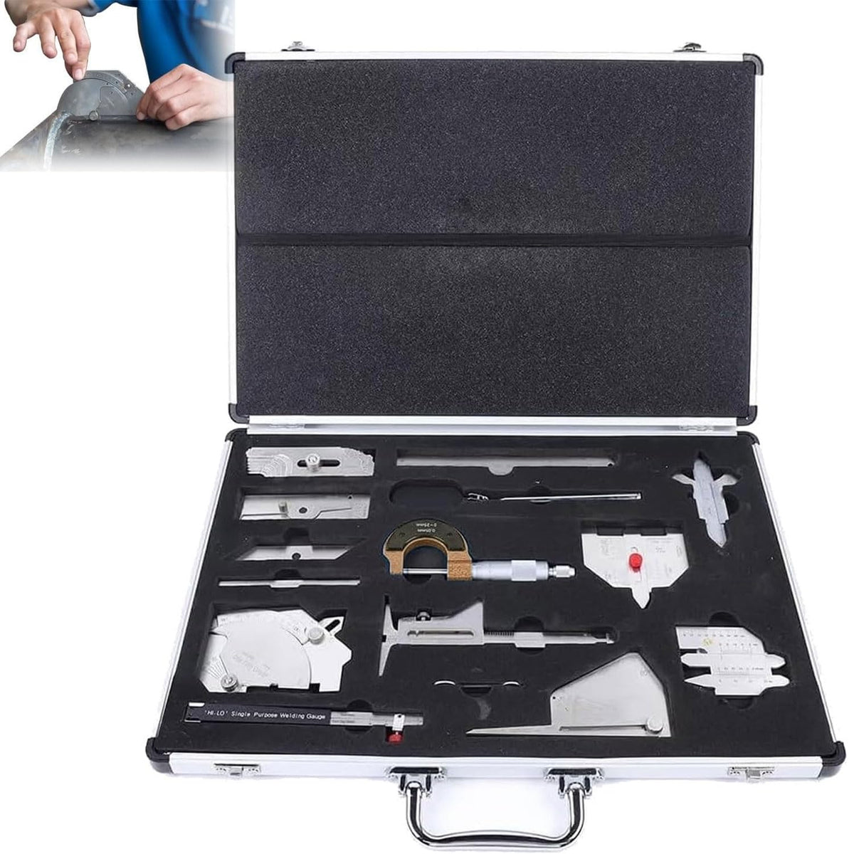 Welding Gauge Tool Kit, 13 Pcs Inspection Tools with Ruler & Mirror