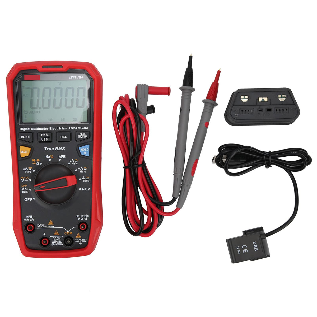 UT61E + Multimeter Meter, ABS Auto Range True RMS Tester Electrician Instruments, Hand Held Multimeter, Multimeter Tester for Household