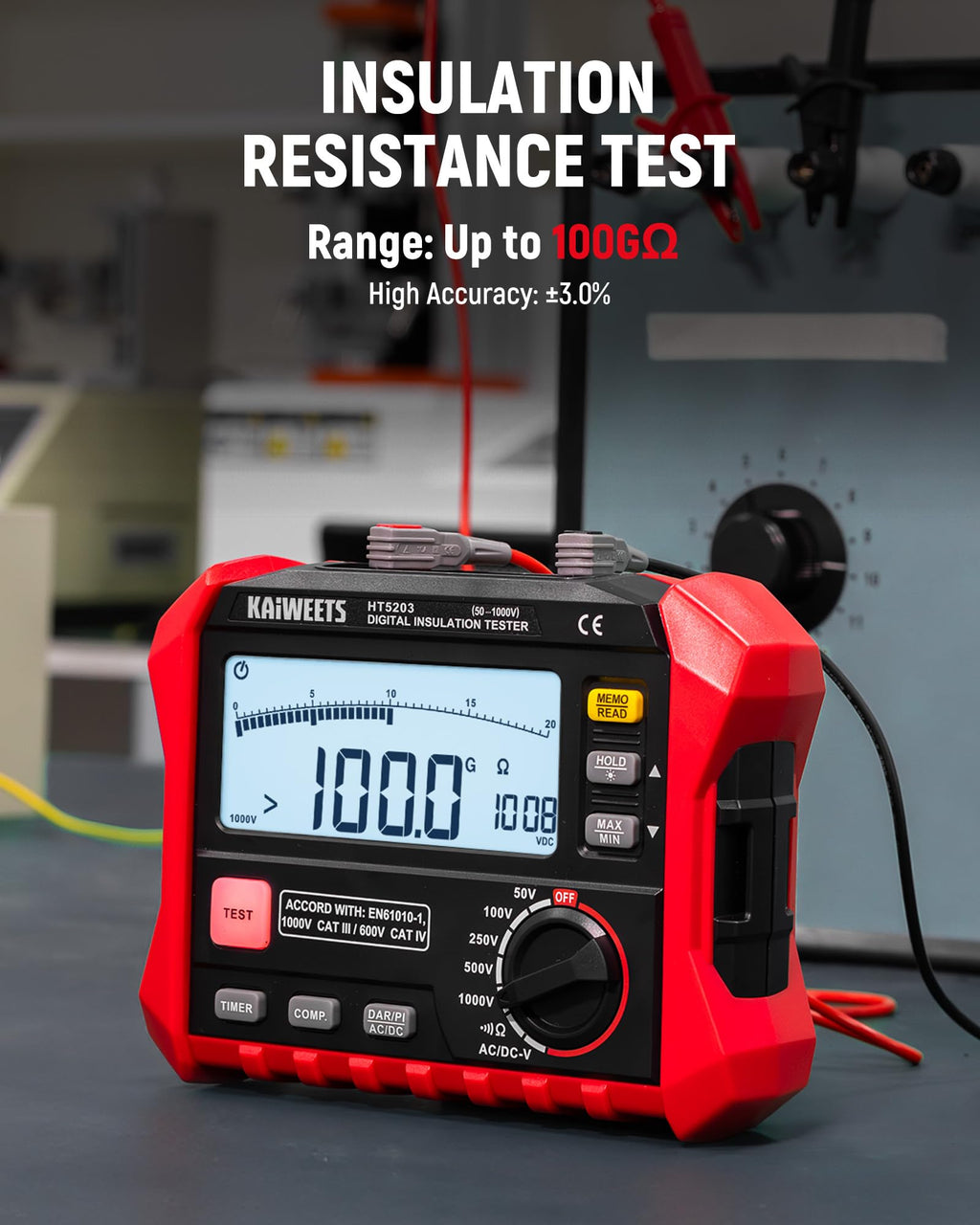KAIWEETS KE1000 Megohmmeter Insulation Resistance Tester Up to 100GΩ and KAIWEETS KT301P Circuit Breaker Finder