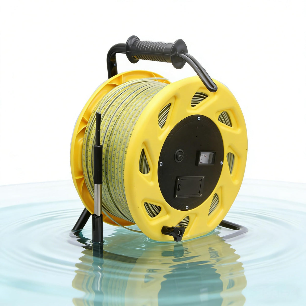 Water Level Meter, 30-300m Well Depth Gauge, Groundwater Level Measuring Instrument, High Precision Steel Tape with LED & Buzzer, for Boreholes (Yellow 30m)