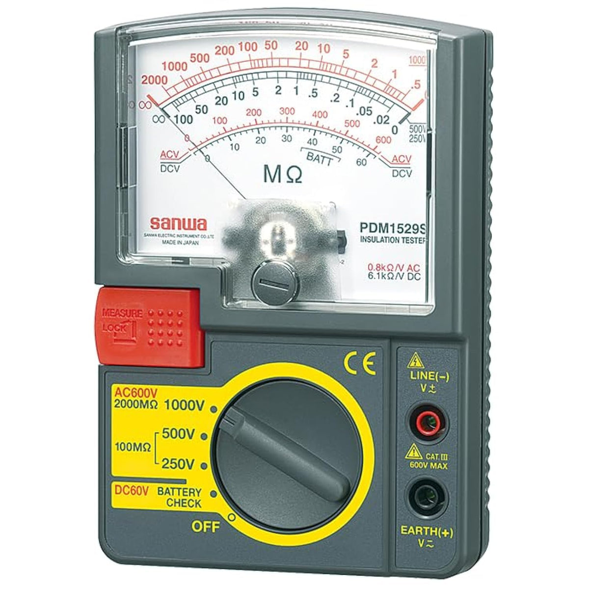 Japan Sanwa PDM509S PDM1529S/PDM5219S Multi Range Insulation Resistance Tester Analog Pointer megohmmeter(PDM5229S)