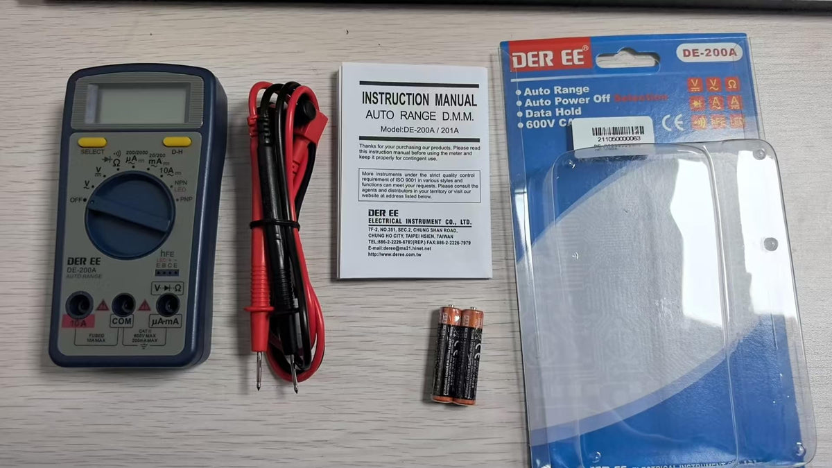 Taiwan Quality DER EE DE-241 DMM Digital Multimeter DCV ACV Resistance Diode Buzzer Digits 4000 Counts Display Multi Tester Volt Meters and RMS multimeters