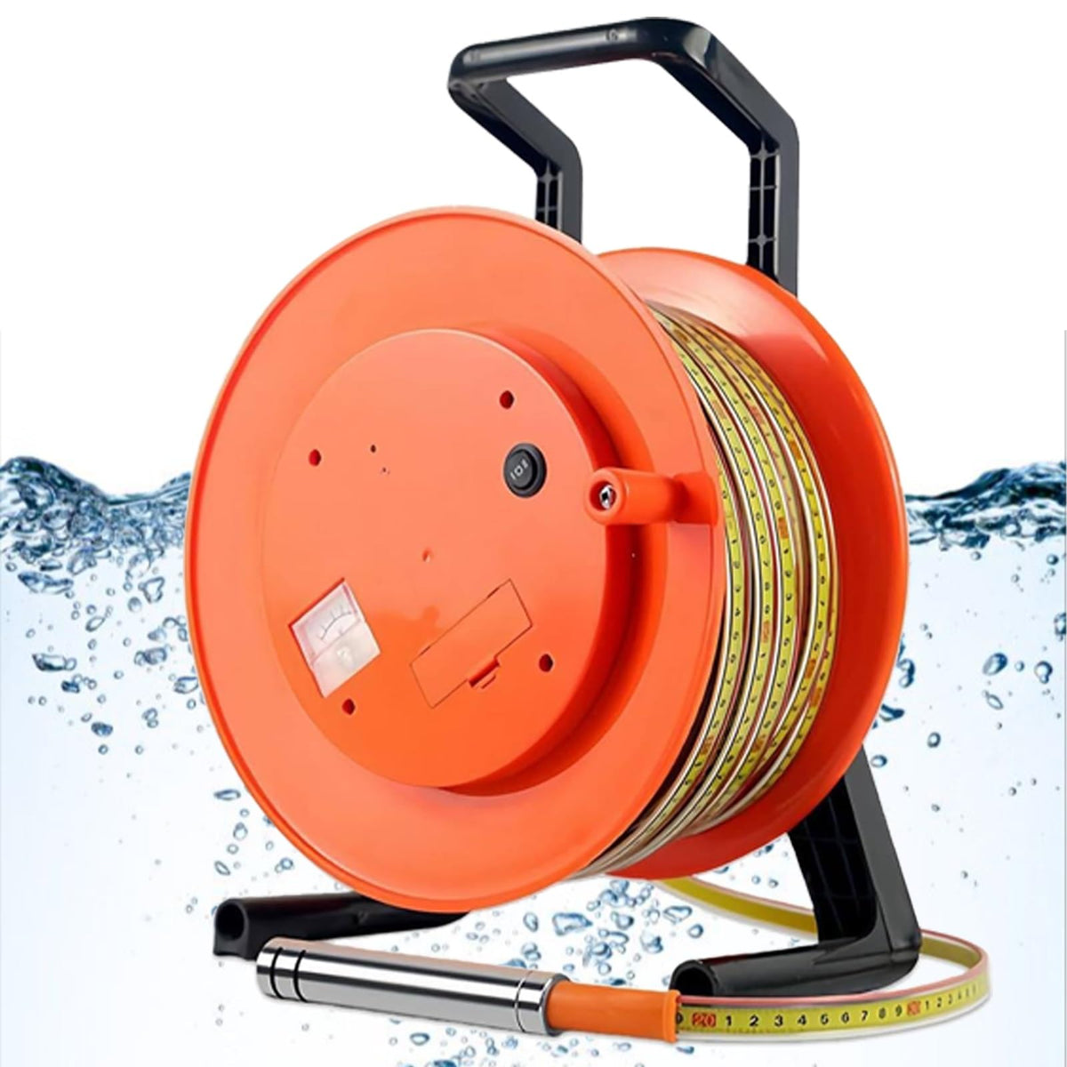 300m Portable Deep Well Water Level Meter, Electronic Depth Gauge for Groundwater Measurement, Stainless Steel Indicator with Light & Peak Display, Accurate Water Level Detection