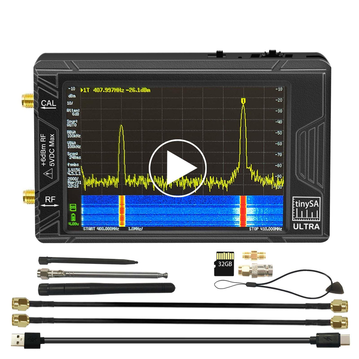 2026 TinySA Ultra Spectrum Analyzer 100kHz~5.3GHz 4.0 Inch Handheld Tiny Portable Frequency Analyzer Bulit-in Battery