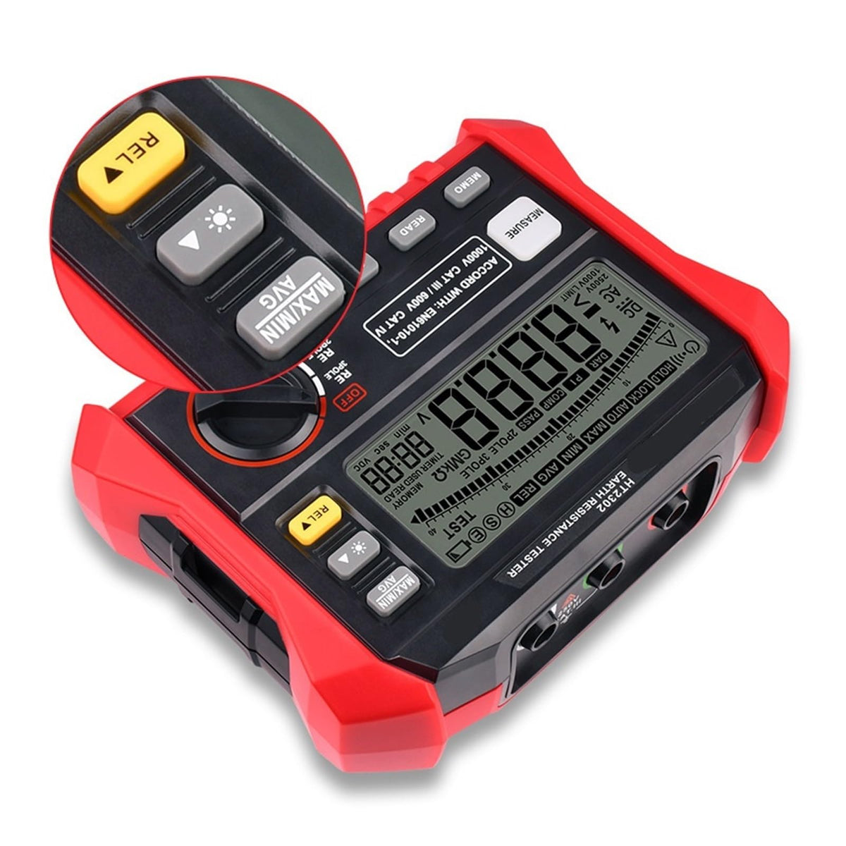 Resistance Meter, Professional HT2302 Insulation Tester, Digital Earth Resistance Meter for Safety