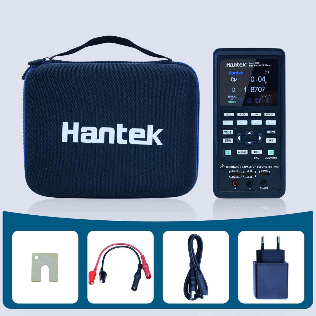 Hantek 1833C Handeld LCR inductance Meter capacitance Meter to Measure Components, Accuracy 0.3% with LCD Display