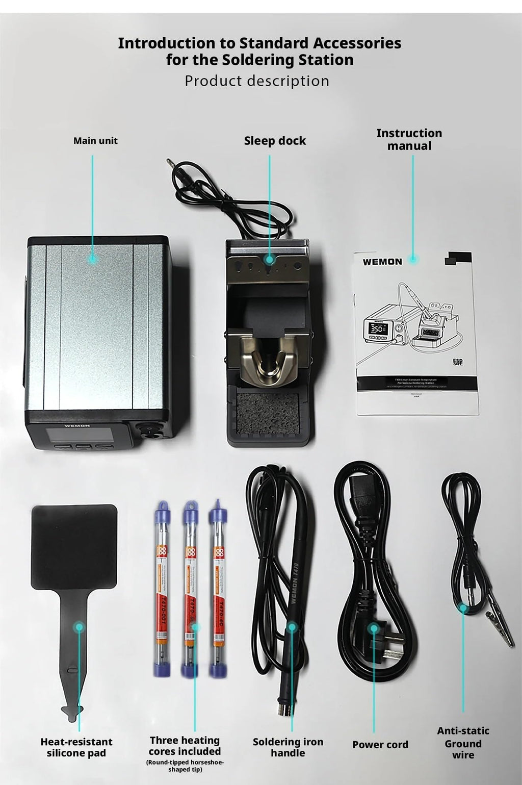 WEMON T470 400W High Power Soldering Station high Frequency Industrial Intelligent Soldering Iron Support T210 T245 Handle(T470-245+3Tips)