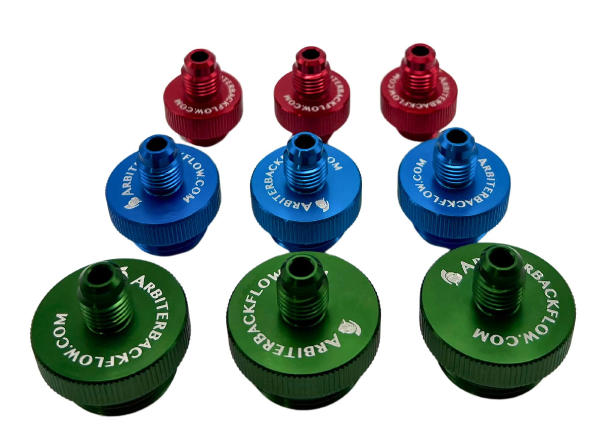 Arbiter Backflow Quick Connect Test Fittings (Brass, Complete Set of 9 Fittings in a Holder)
