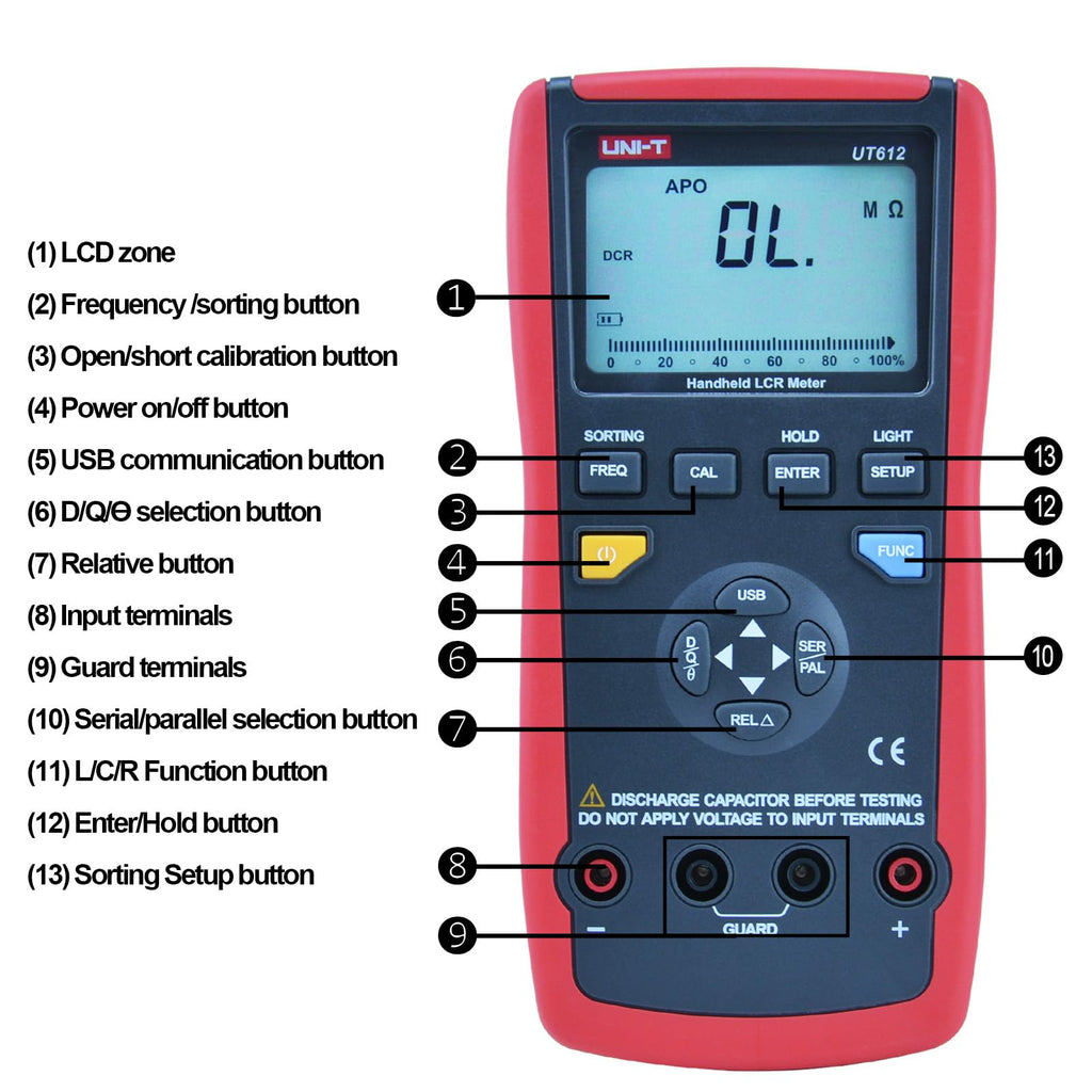 UNI-T UT612 Handheld LCR Meter, 20000 Counts Auto Check