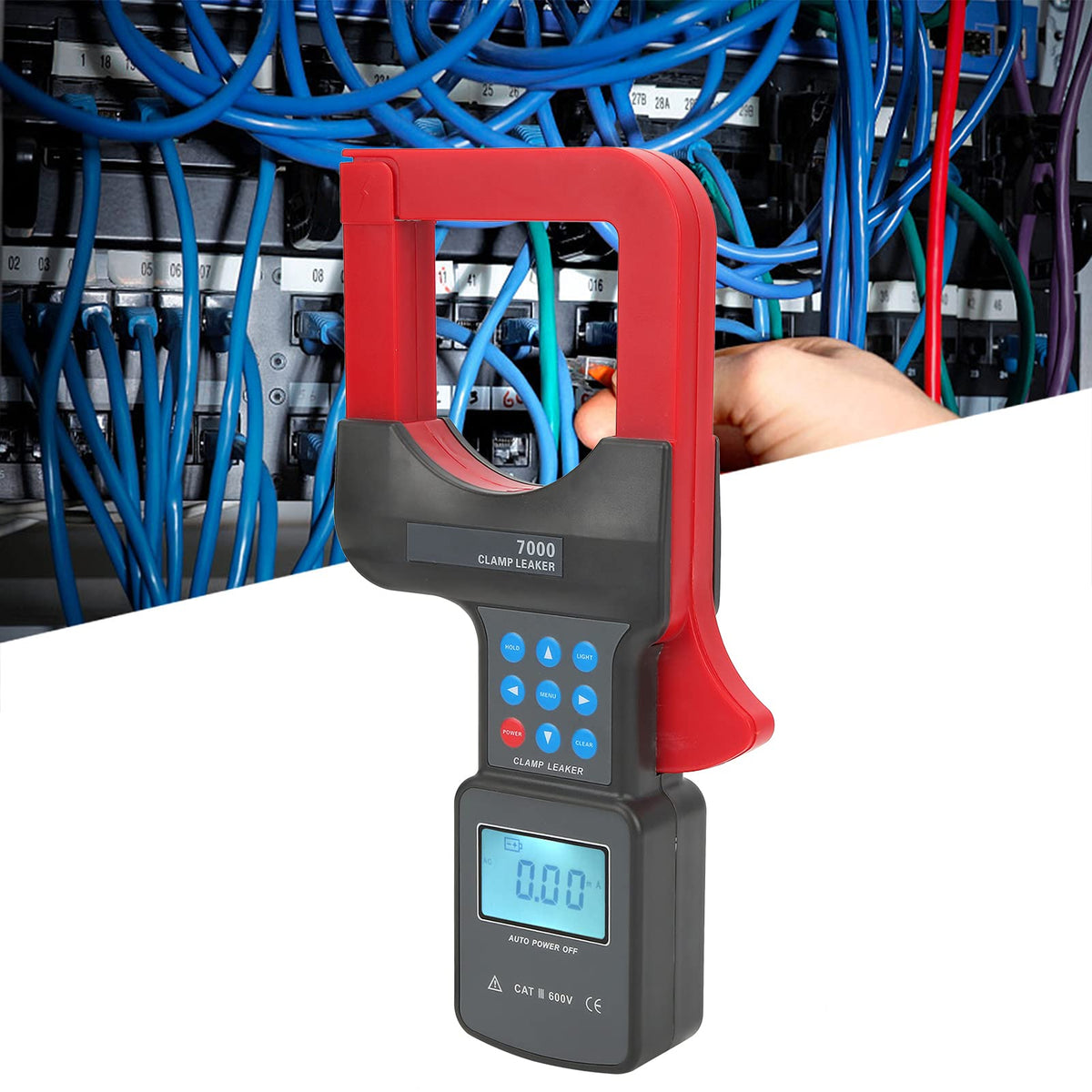 Professional AC 0.00 MA-2000 A Leakage Clamp Tester for Cable Leakage and Transformer Grounding, LCD Display, Data Storage Function, Electrical Accessory