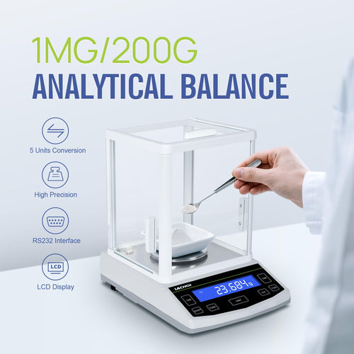 Analytical Balance 200x1mg Lab Scale 0.001g Accuracy with Windshield