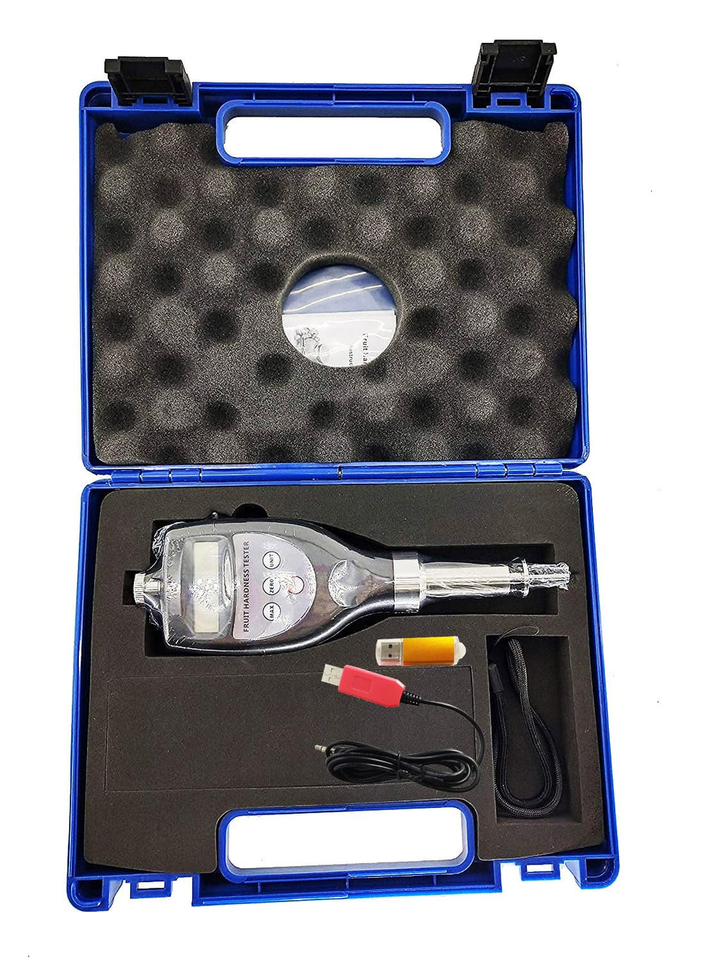 Fruit Penetrometer and Test Stand with USB Data Cable and Software Measurement Range 0.2~5.0kgf/cm² Tip Diameter 3.5mm Pressing Depth 10mm for Small Fruit Soft Fruit