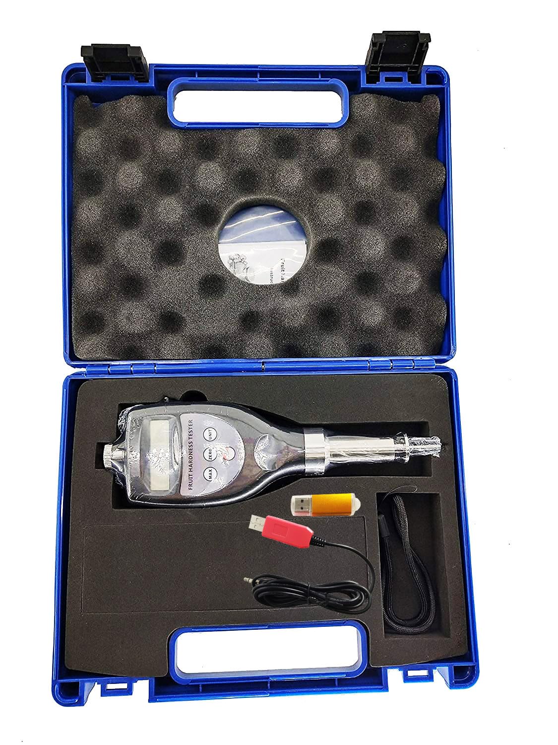 Fruit Penetrometer and Test Stand with USB Data Cable and Software Measurement Range 0.2~5.0kgf/cm² Tip Diameter 3.5mm Pressing Depth 10mm for Small Fruit Soft Fruit
