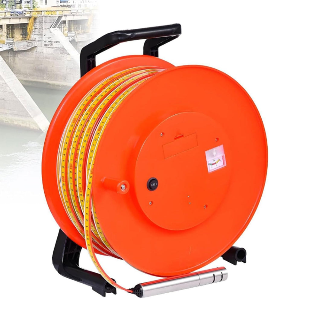 Water Level Meter, Portable Groundwater Measuring Instrument with Fixed Probe and Steel Tape for Wells, Boreholes, Reservoirs, Pipes (15mm 150m)