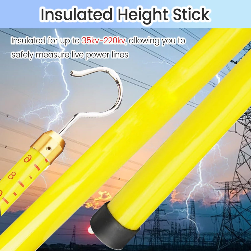 Telescoping Height Measuring Stick 32.8ft (10m) for Forestry & Utility Work, Epoxy Resin Gauge with Hook, Durable Distance Measuring Pole for Linemen (1 Pack)