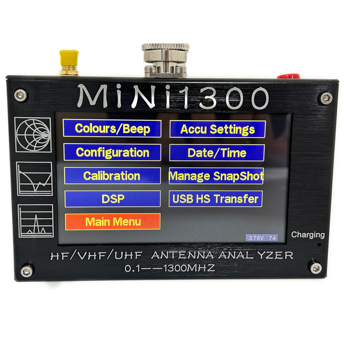 2024 Upgraded Mini1300 Antenna Analyzer 0.1-1300MHz with 4.3 Inch TFT LCD Touch Screen,Portable Vector Network Analyzer with SMA Calibration Kits,HF/VHF/UHF All Bands