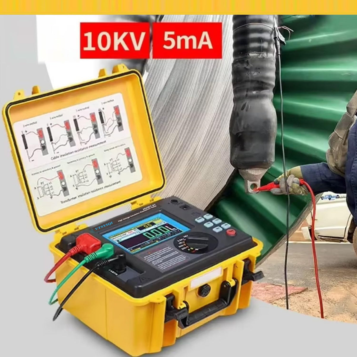 10Kv Insulation Tester Kit with 10 Teraohms Resistance 10kV Voltage Accuracy ±5% rdg±3V EC61010-1 Standard for High-Capacity High-Voltage Strongly Induced Electrical