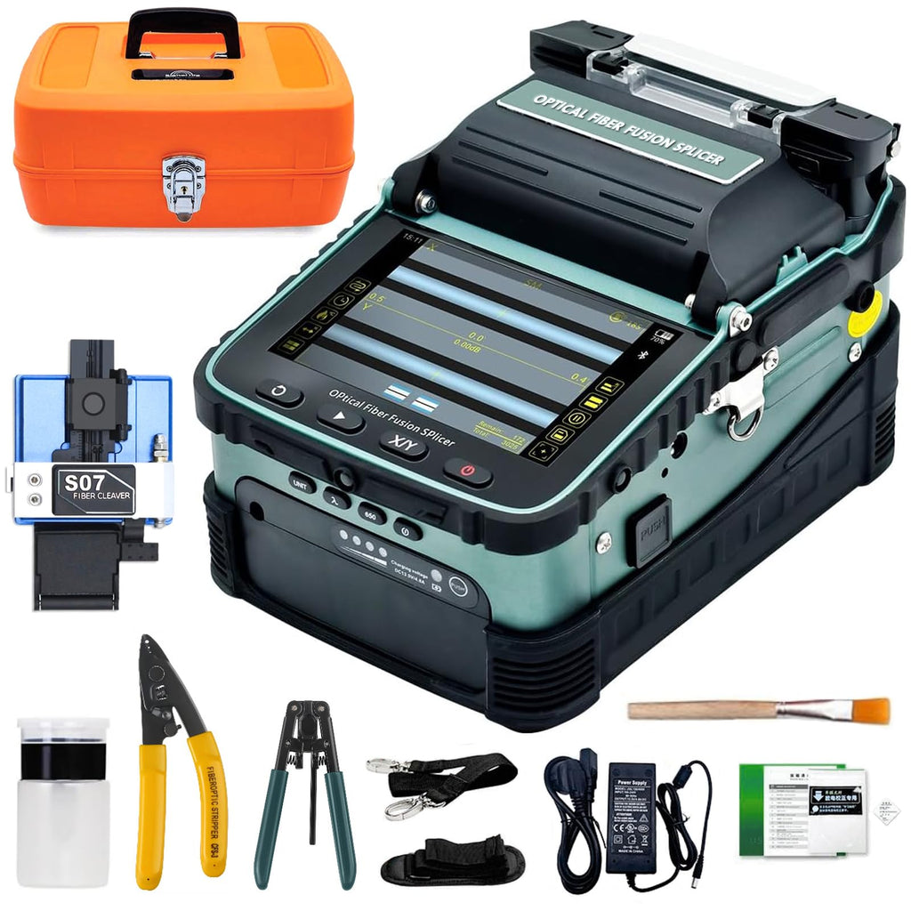 Fusion Splicer AUA-70F Toolbox Kit with Auto Focus & 6 Motor Core Alignment Fiber Fusion Splicer 8S Automatic FTTH Fiber Optical Welding Splicing