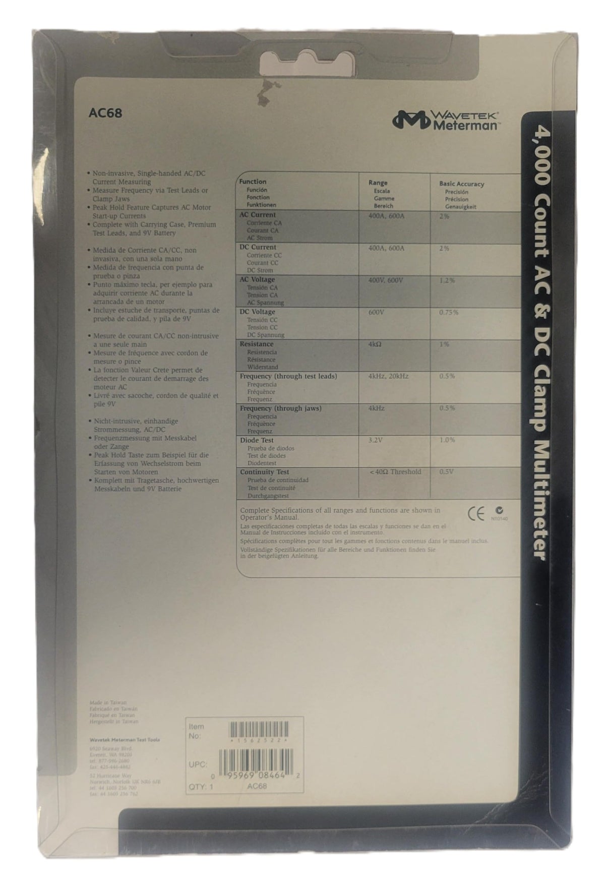 Meterman AC68 4,000 Count AC & DC Clamp Digital Multimeter