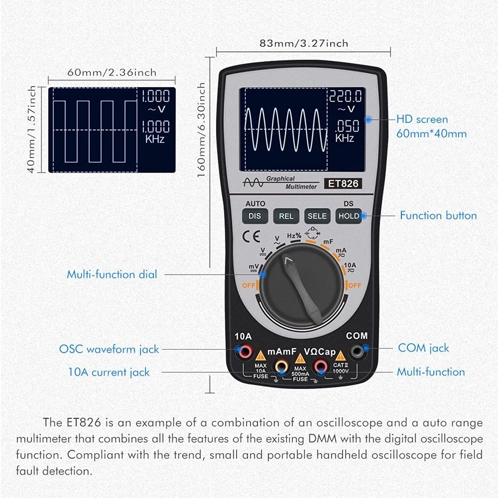MT8206 2 in 1 Intelligent Digital Oscilloscope Multimeter with Analog Bar Graph Color Screen