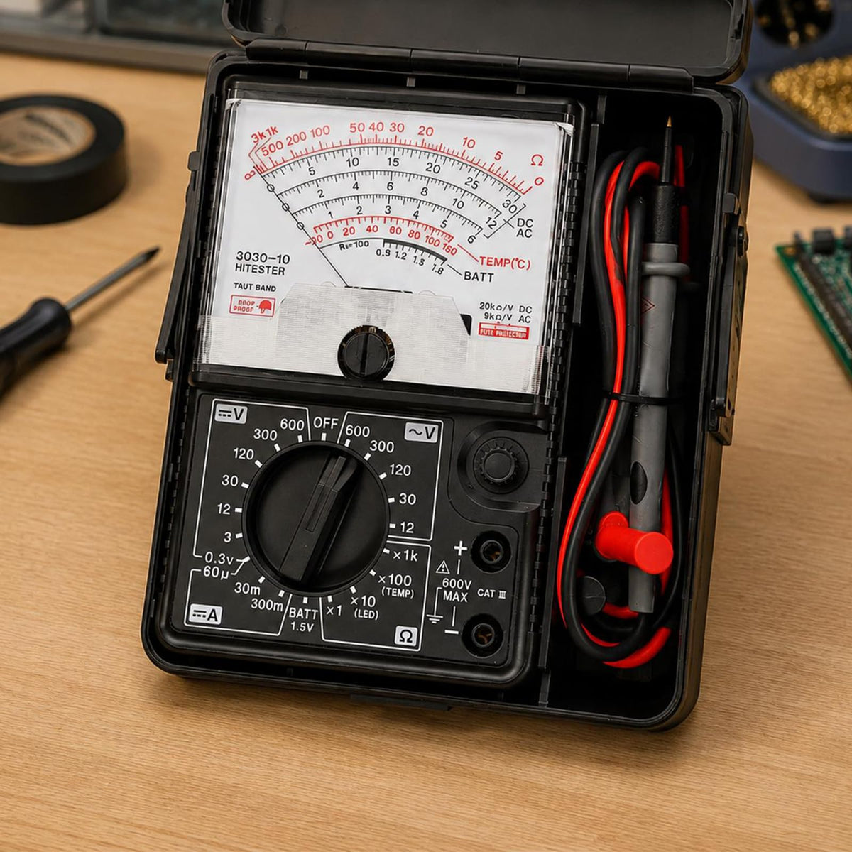 Analog Multimeter Display Meter with Direct Current Resistance Measurement, LED Inspection, 1.5V Batt
