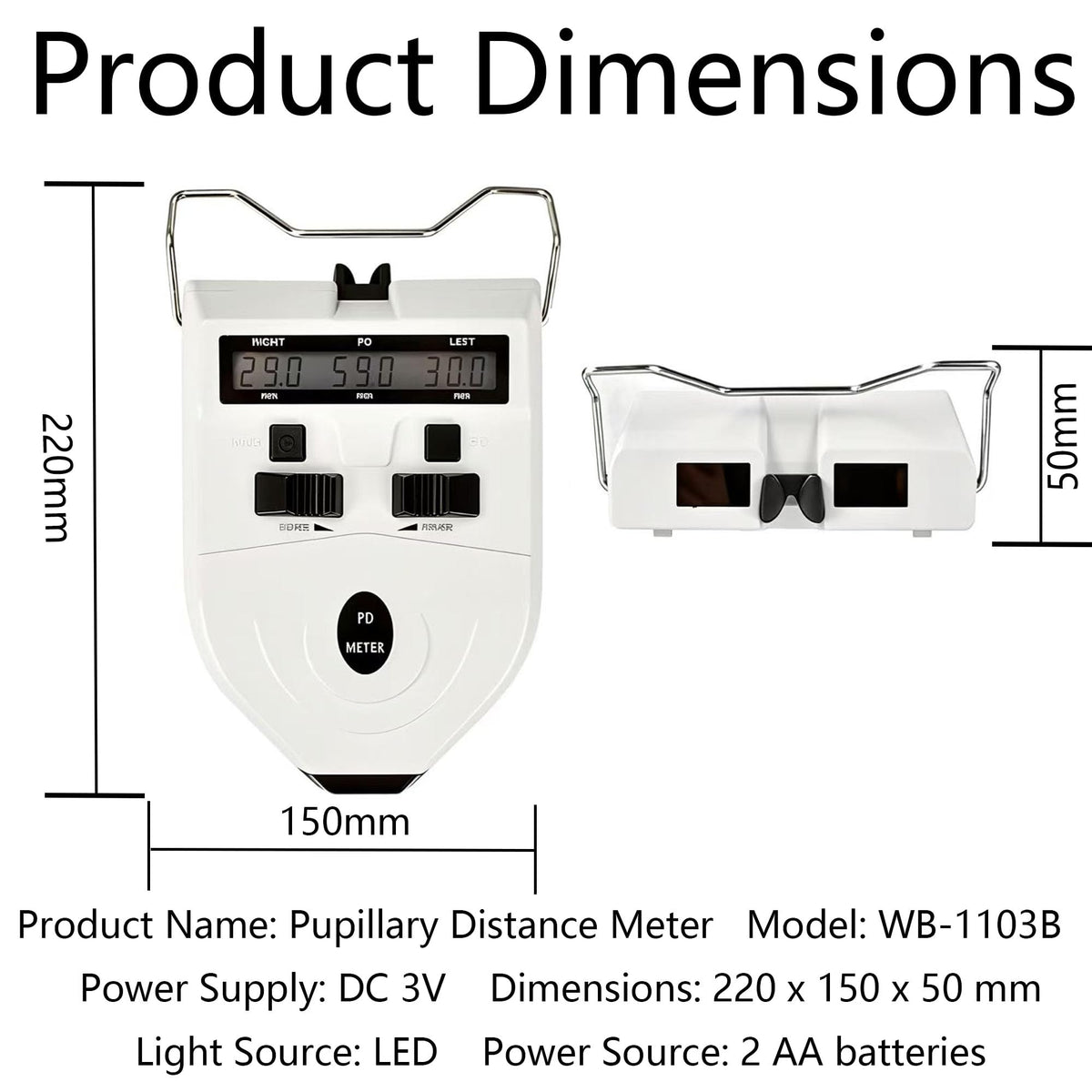 Optical Digital Pupilometer 45~82mm PD Meter Optical Instrument