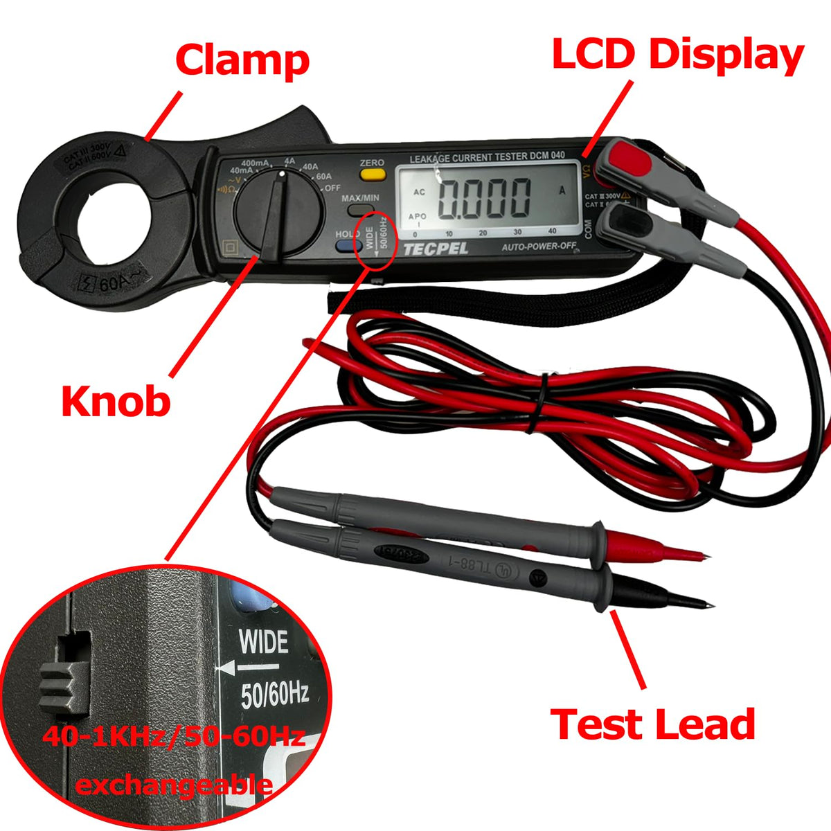 DCM-040 AC Leakage Clamp Meter 10 μA high Resolution on 40mA Range