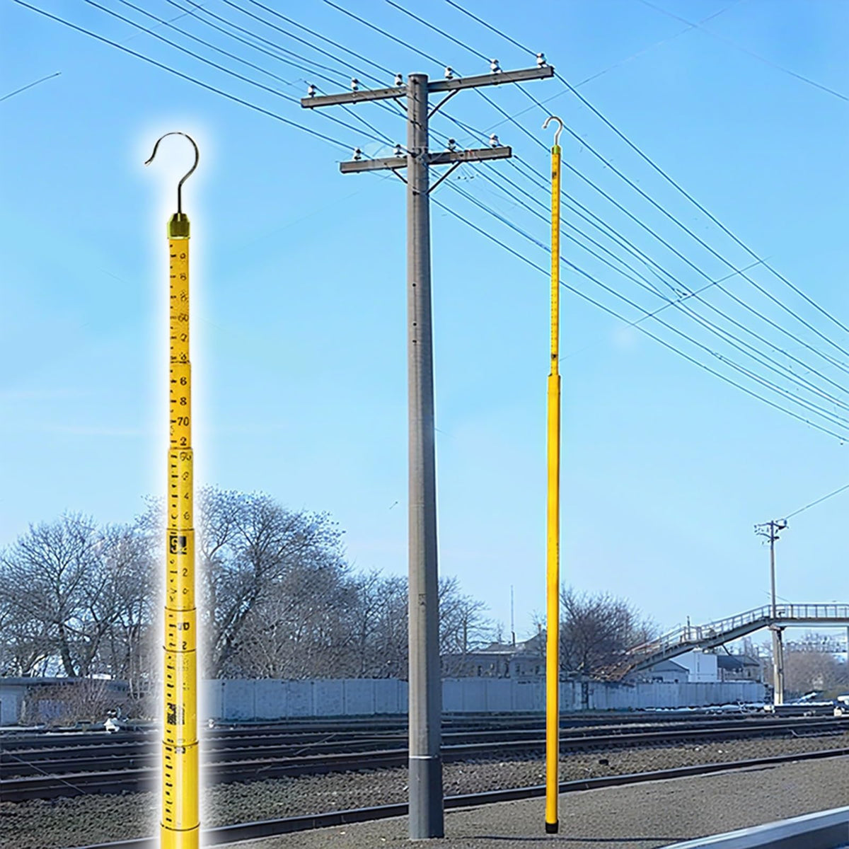 Telescopic Power Measuring Stick - Insulated Resin Pole for Safe Height Measurements, 20ft to 59ft,1pcs(Yellow,10m)