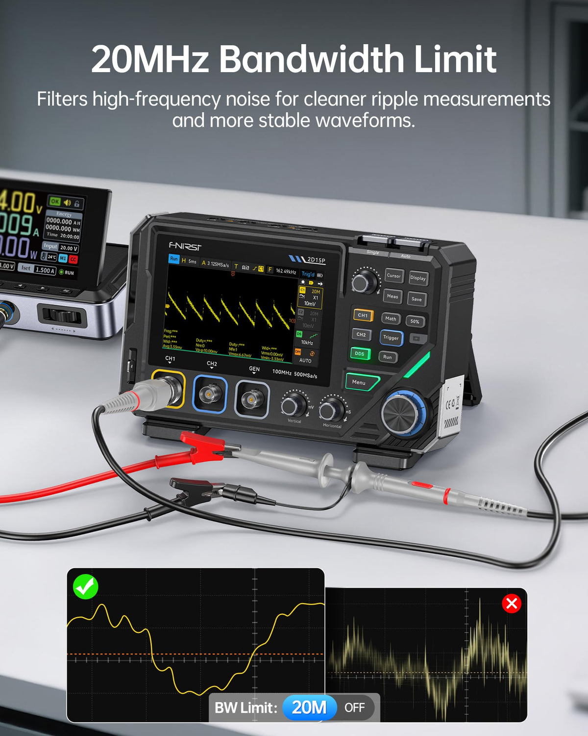 FNIRSI 2D15P 100MHz 3-in-1 Oscilloscope Multimeter DDS Signal Generator