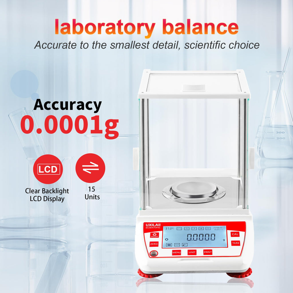 UXILAII Analytical Balance GN Unit Lab Scale Glass Windshield 220g 0.1mg
