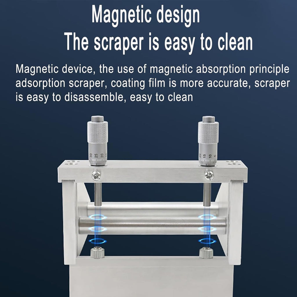 Adjustable Film Coating Applicator,100mm Film Coater, Micrometer Wet Film Preparation Device with Magnetic Scraper Design, 0-3500μm Coating Thickness Adjustable, for Printing, Paint