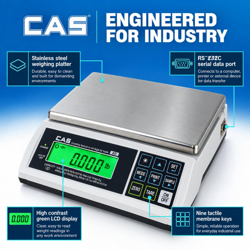 CAS ED-30 Multifunctional Electronic Counting Scale - Dual Range (30lb)